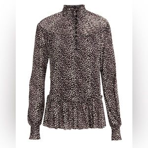 DVF Cecile Animal Print Blouse Large